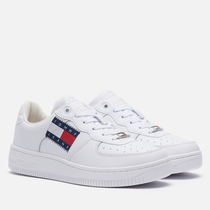 фото Кроссовки женские tommy jeans leather badge cupsole basketball trainers белые 9 us