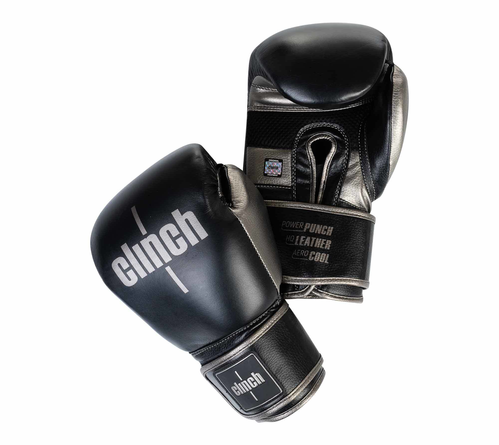 фото Боксерские перчатки clinch черные, 12 унций