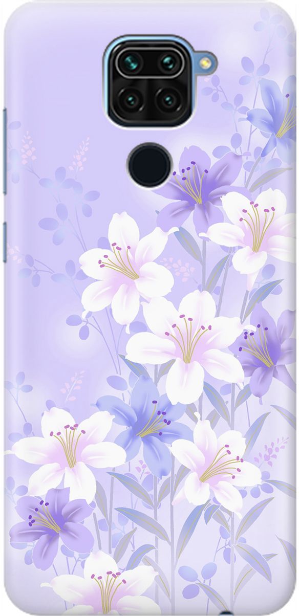 

Чехол на Xiaomi Redmi Note 9 "Лилии на фиолетовом", Белый;фиолетовый, 1623