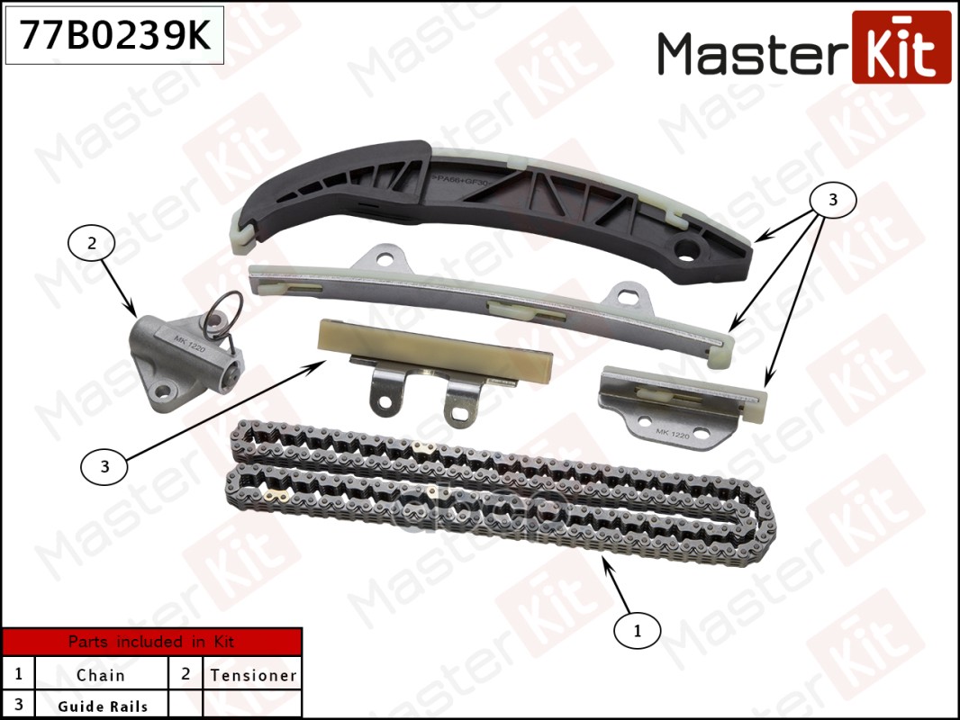 

Комплект Цепи Грм Hyundai I10/I20 1.2 G4la 08- MASTERKIT 77b0239k