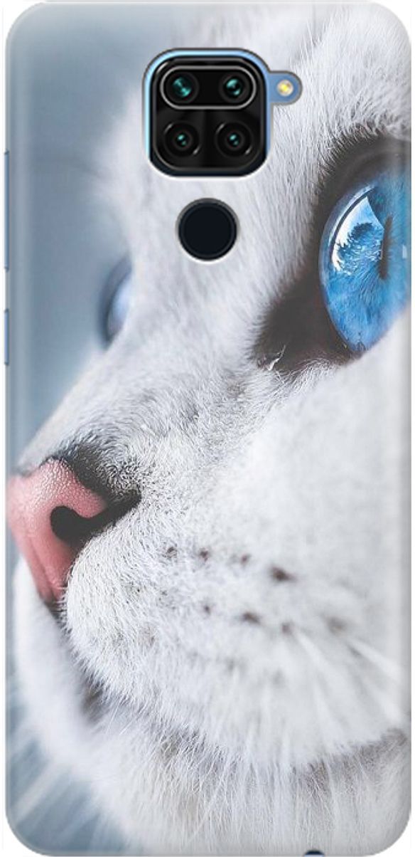 

Силиконовый чехол на Xiaomi Redmi Note 9 "Кошачий взгляд", Белый;голубой, 1623