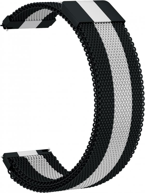 

Ремешок металлический Milanese Loop 22 для Elari KidPhone 2 (Черно-белый)