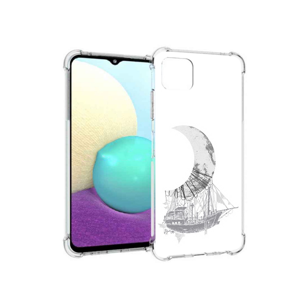 

Чехол MyPads Tocco для Samsung Galaxy A22s 5G черно белый корабль полумесяц, Прозрачный, Tocco