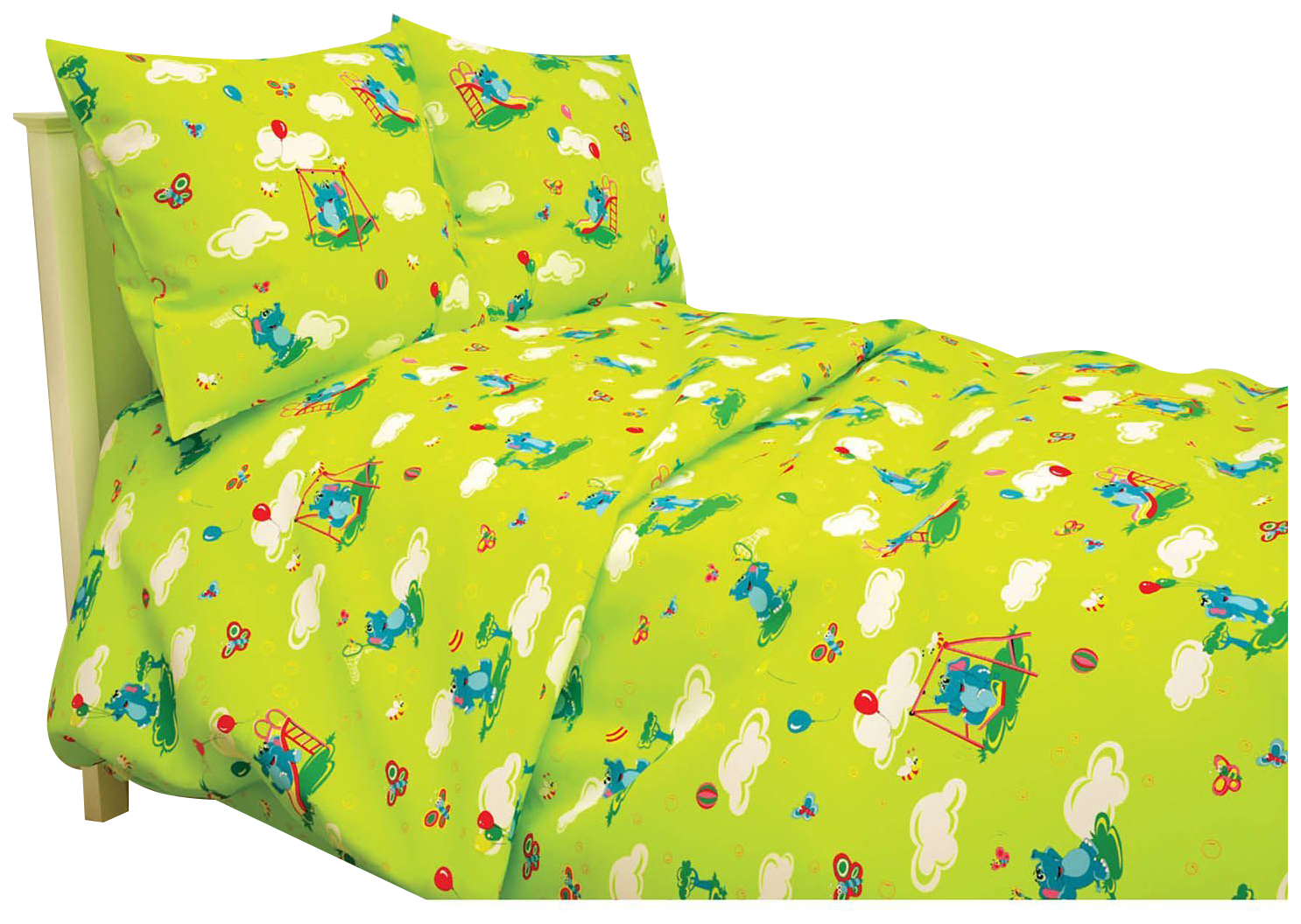 Детское постельное бельё BABY Слоники, цвет зеленый бязь