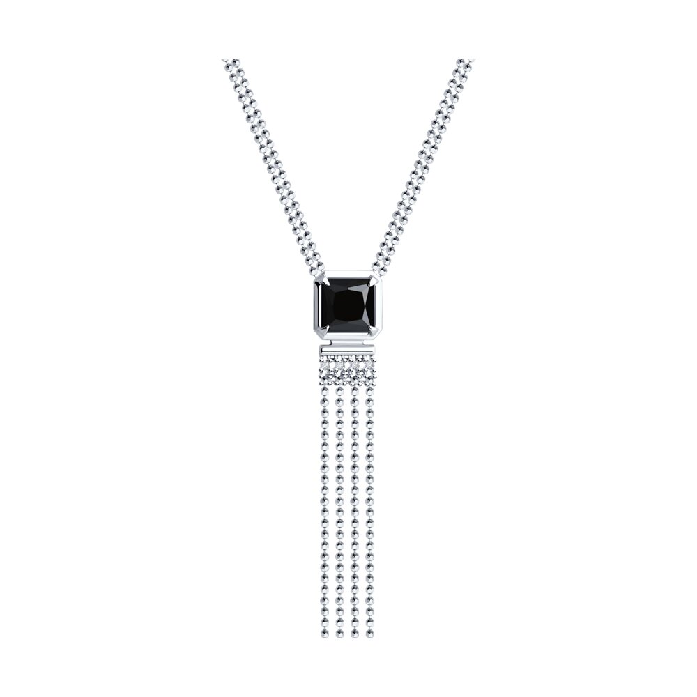 

Колье-галстук из серебра 50 см Diamant 94-370-02083-1, фианит/оникс, 94-370-02083-1