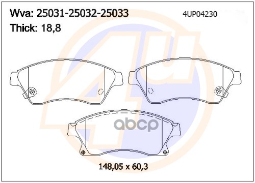 Тормозные колодки 4u передние дисковые 4UP04230