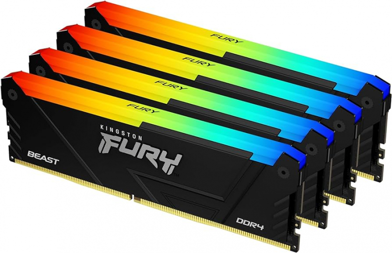 

Оперативная память Kingston Fury Beast (KF436C18BB2AK4/128) DDR4 4x32Gb 3600MHz, Fury Beast