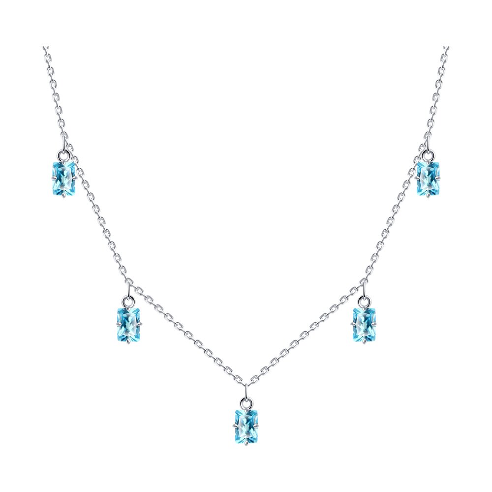 

Ожерелье из серебра 40-45 см SOKOLOV 94071090, фианит, 94071090