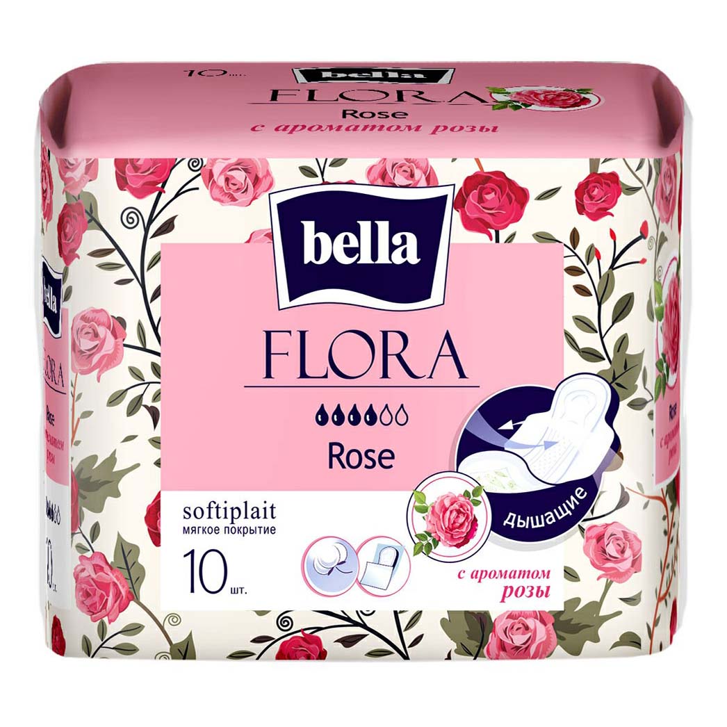 Купить Гигиенические прокладки Bella Flora с ароматом розы 4 капли 10 шт