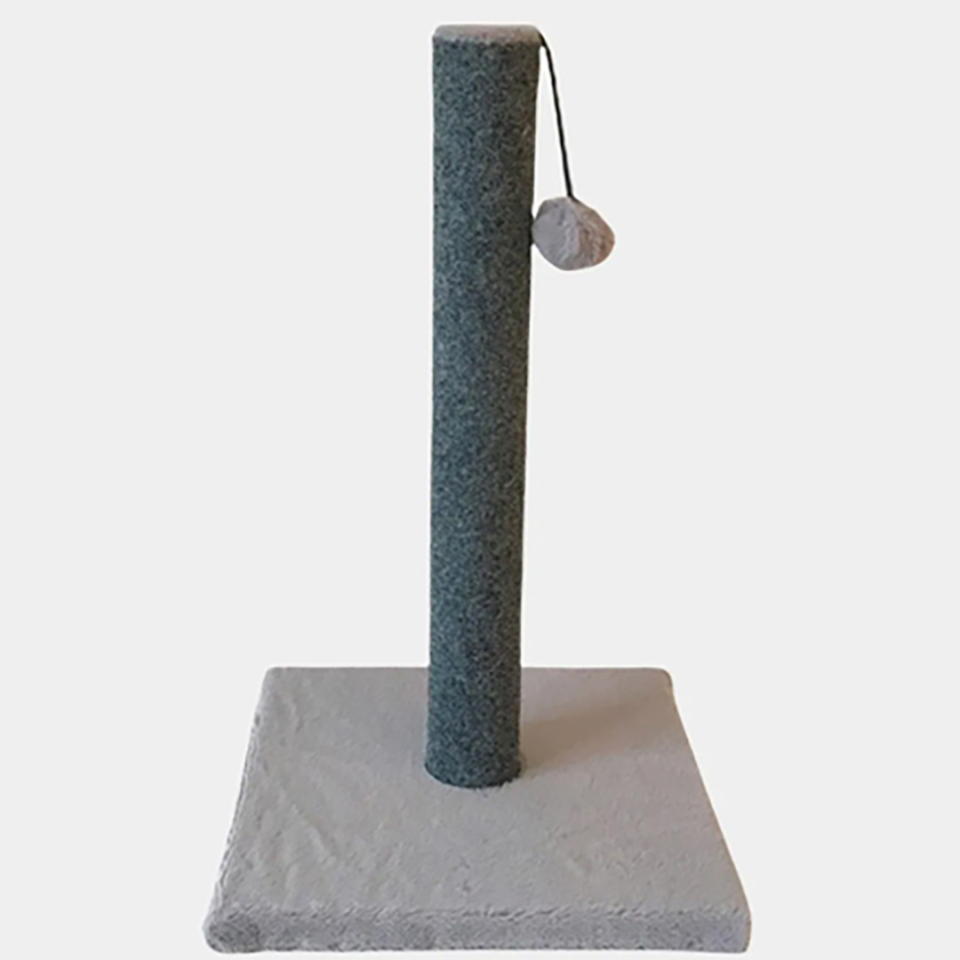 Когтеточка - столбик для котят Homestuff, с игрушкой, серый, ковролин, фетр, 30х30х50 см