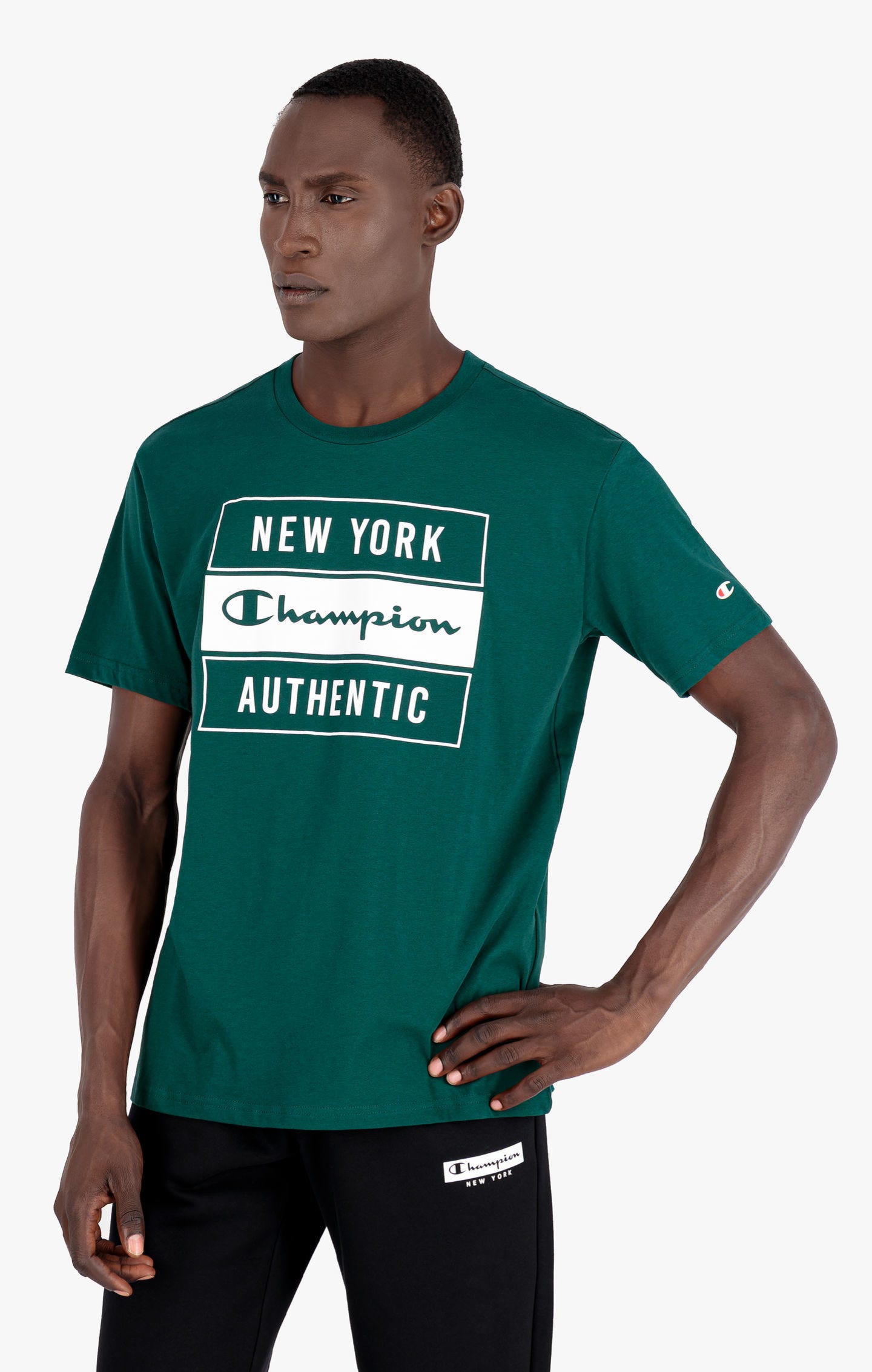 фото Футболка мужская champion legacy graphic shop authentic crewneck t-shirt зеленая l