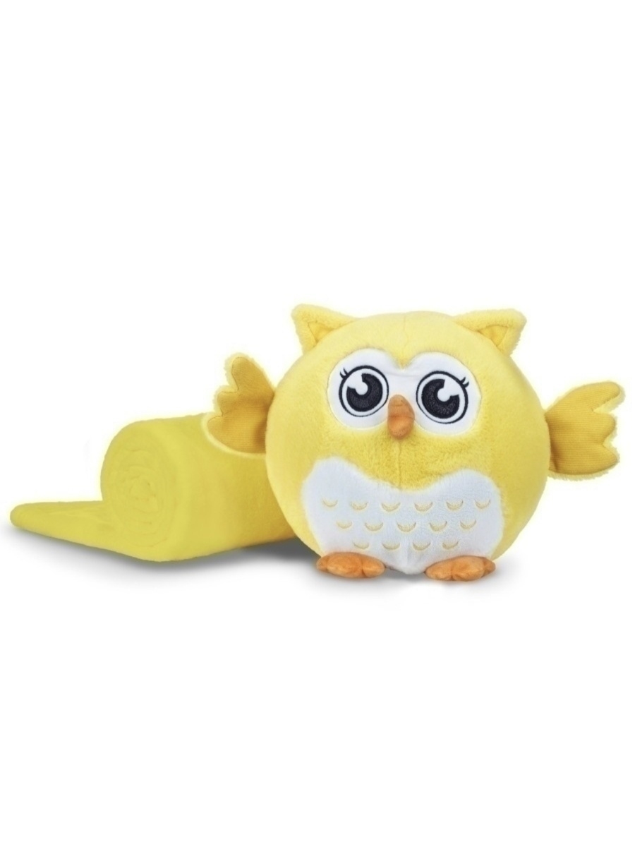 фото Мягкая игрушка антистресс toys сова 3 в 1 с пледом йу-ху, цвет желтый, 43 см s8754