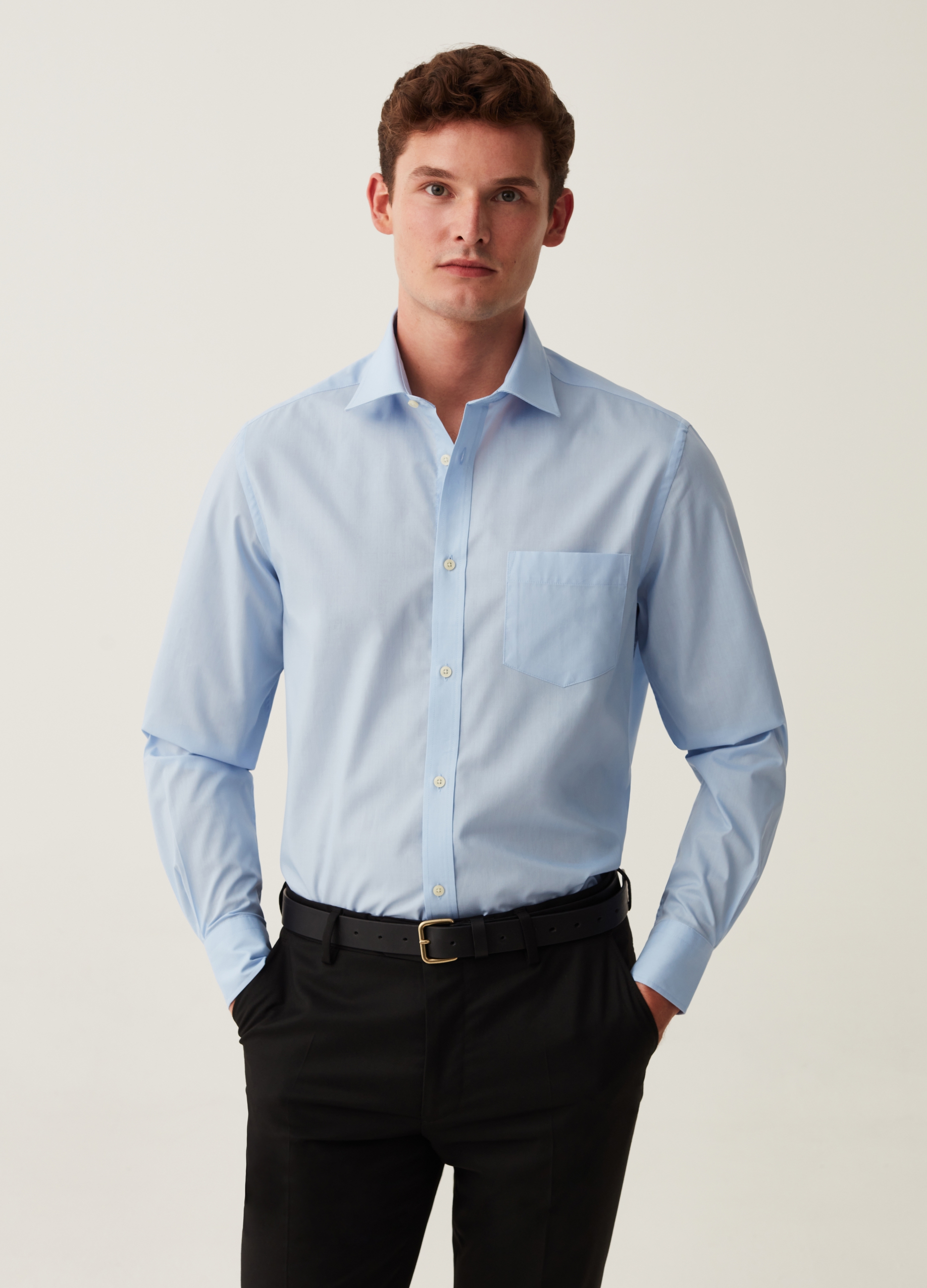 Рубашка мужская OVS 1888762 голубая 40