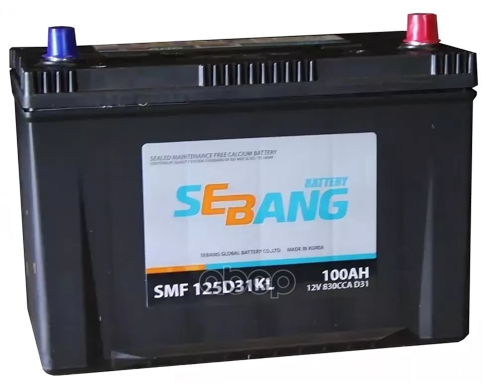 Аккумулятор Sebang Smf 100 А/Ч Обратная R+ 306x173x225 En830 А SEBANG арт. SMF 125D31KL