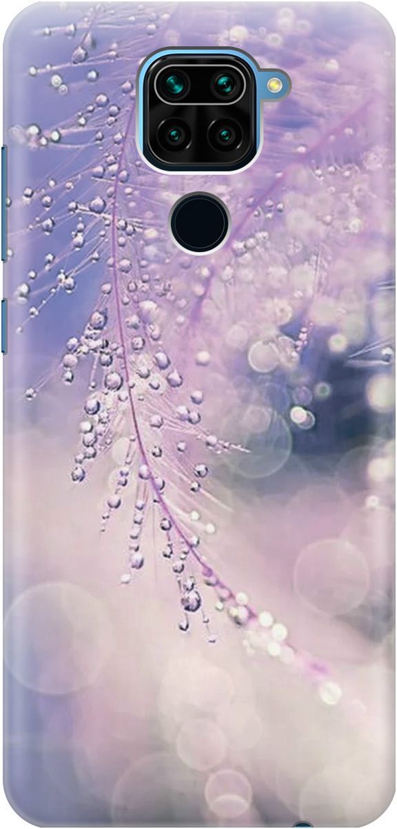 

Чехол на Xiaomi Redmi Note 9 "Ветка в капельках", Белый;синий, 2386