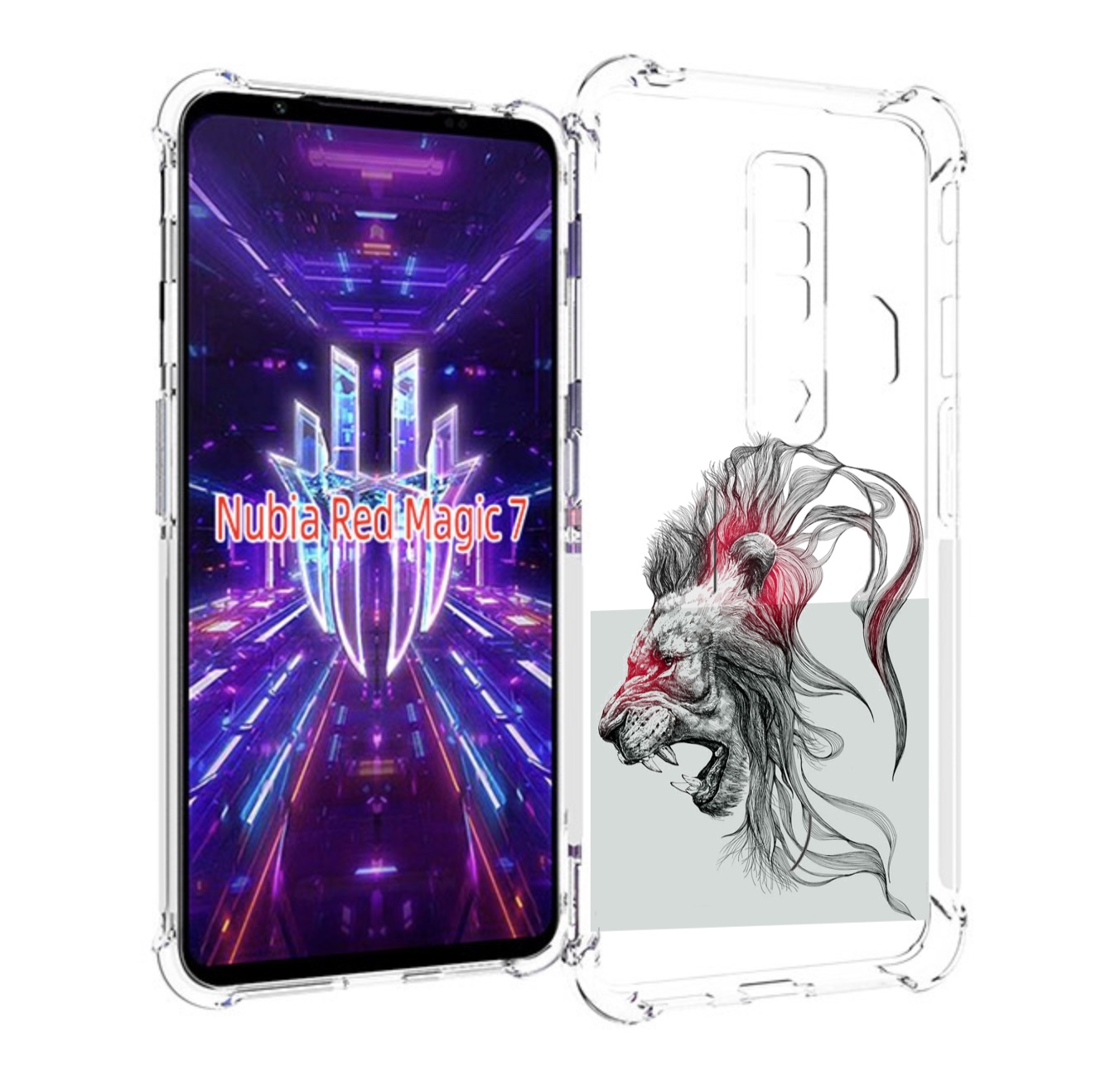 

Чехол MyPads разъяренный лев для ZTE Nubia Red Magic 7, Прозрачный, Tocco