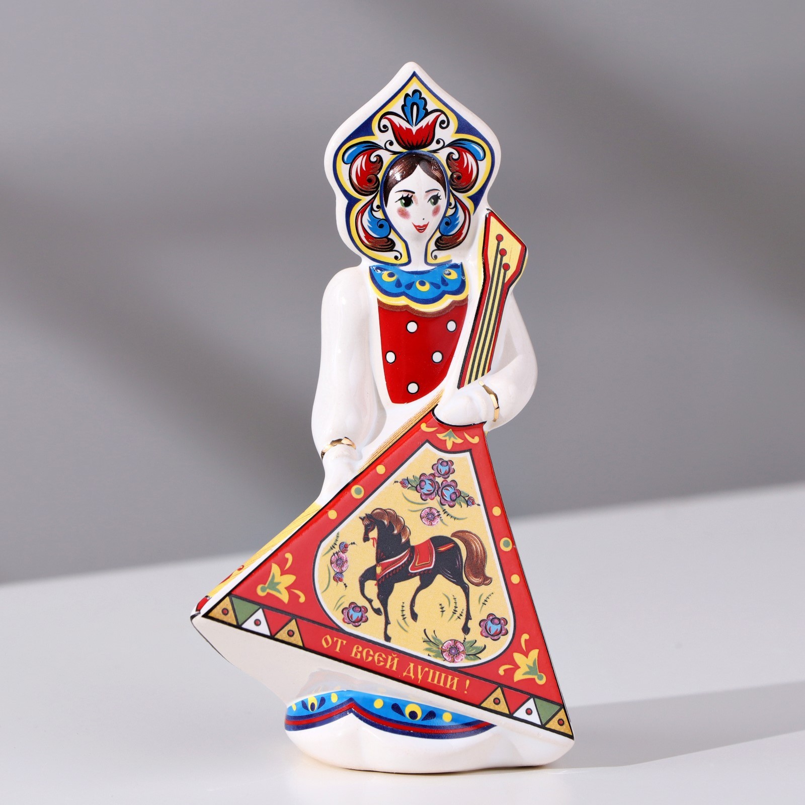 

Сувенир кукла "С балалайкой", 12 см, керамика, Разноцветный