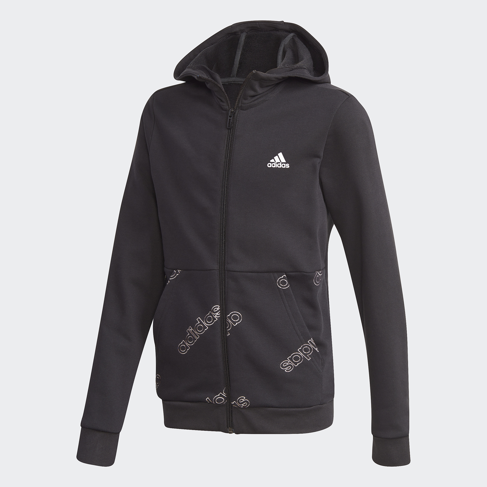 фото Толстовка adidas yb fav aop full zip gd6107 черный р.152