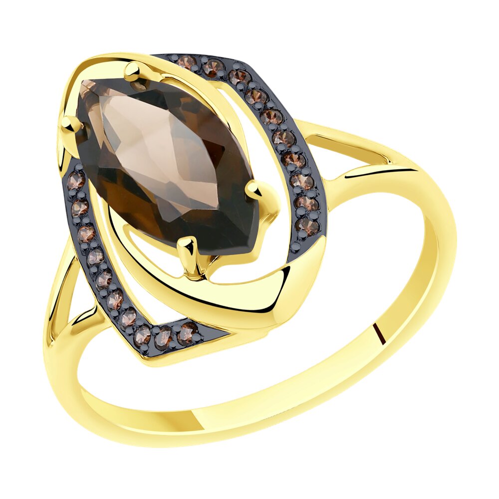 

Кольцо из золота р. 19 Diamant 53-310-00659-2, фианит\раухтопаз, 53-310-00659-2