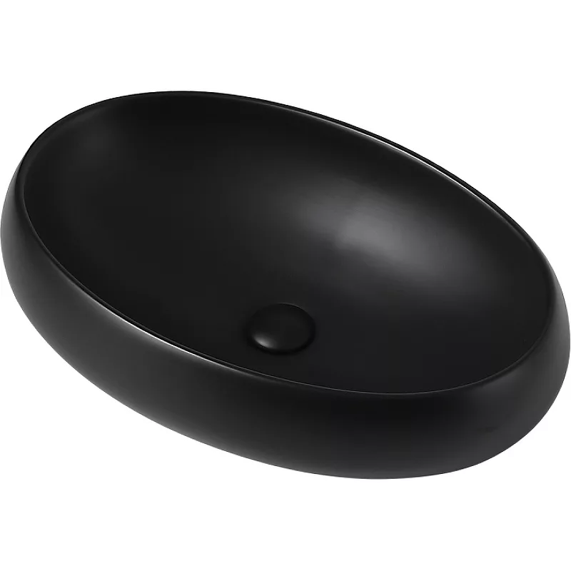 Накладная черная матовая раковина для ванной GiD Bm9030a овальная керамическая