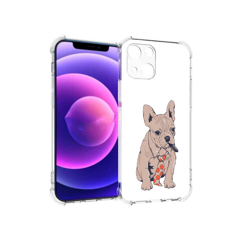 

Чехол MyPads Tocco для Apple iPhone 13 mini бульдог с сигарой (PT162959.608.250), Прозрачный, Tocco