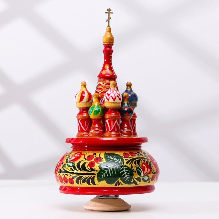 

Сувенир музыкальный "Храм", кудрина, красный фон, ручная роспись