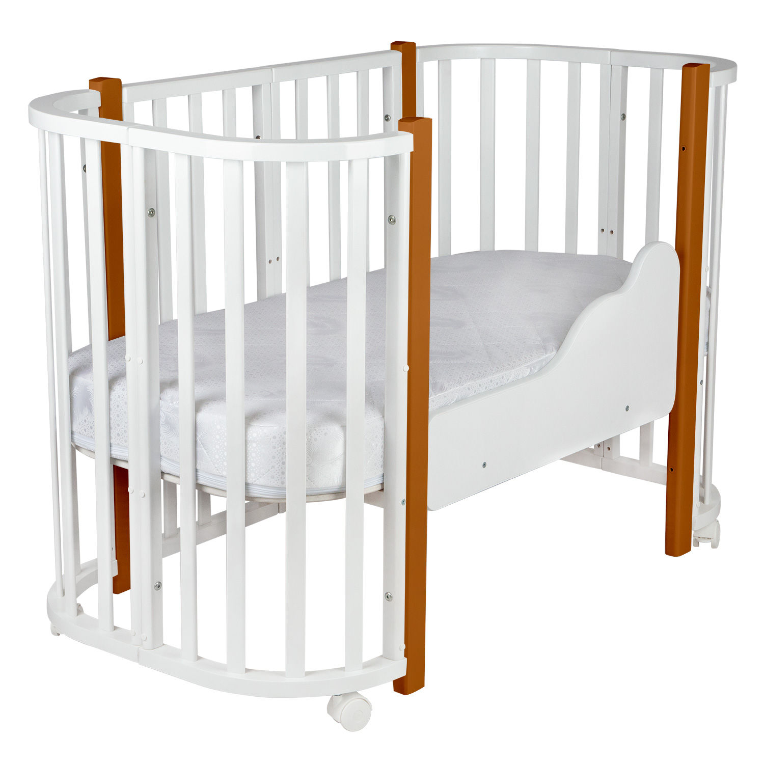 Кровать детская трансформер Indigo Baby Lux 3в1,натуральный кровать трансформер sweet baby 5в1 с маятником palermo bianco naturale белый натуральный