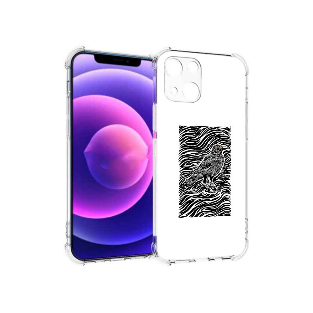

Чехол MyPads Tocco для Apple iPhone 13 mini ворон в абстракции (PT162959.608.272), Прозрачный, Tocco