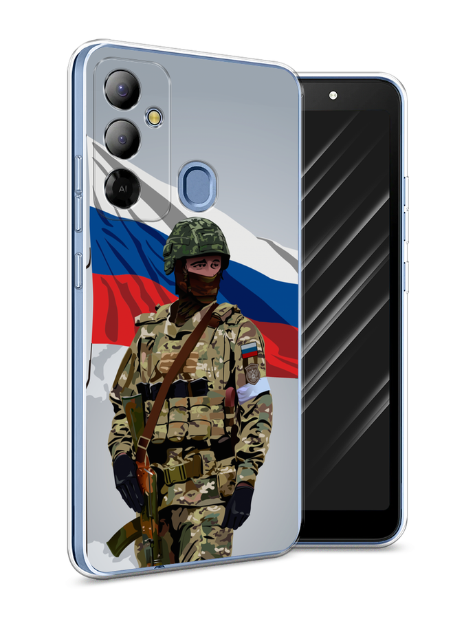

Чехол Awog на Tecno Pop 6 Go "Солдат с флагом", Белый;синий;красный;зеленый, 302950-1