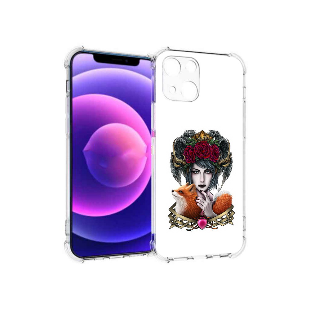 

Чехол MyPads Tocco для Apple iPhone 13 mini девушка с лисой (PT162959.608.314), Прозрачный, Tocco