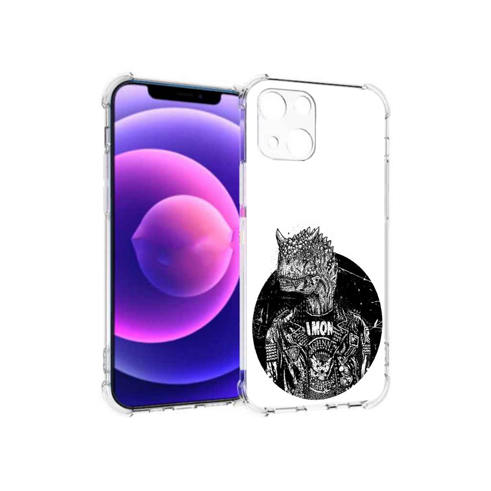 

Чехол MyPads Tocco для Apple iPhone 13 mini динозавр в куртке (PT162959.608.328), Прозрачный, Tocco