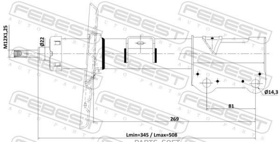 

Амортизатор Передний Левый Gas.Twin Tube Febest арт. 02110-014FL