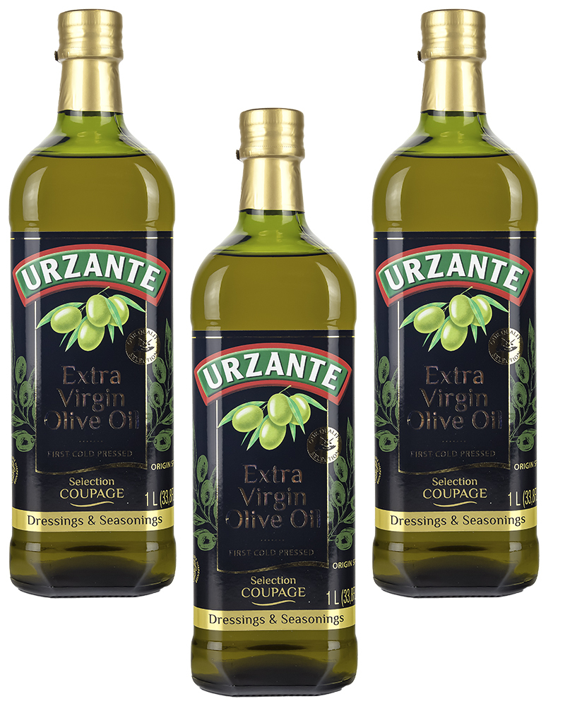 Масло оливковое Urzante Extra Virgin, 3 шт по 1 л