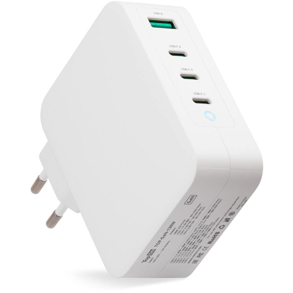 

Сетевое зарядное устройство TopON TOP-GaN-130 type-c - usb 3xUSB Type-C 5 А белый, TOP-GaN-130