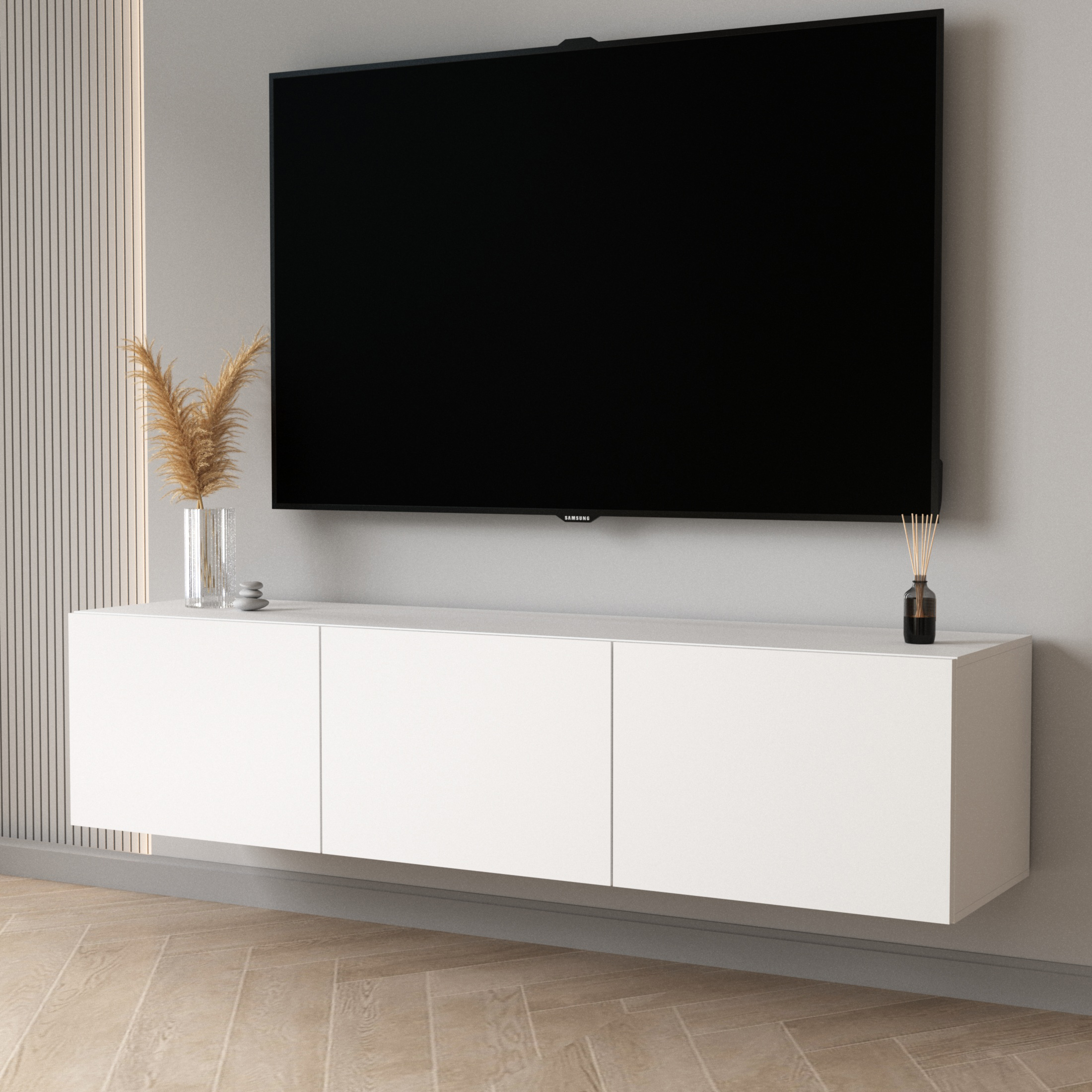 

Тумба для телевизора Tumba Home подвесная белый, 150х36.6х35.4 см, Подвесная