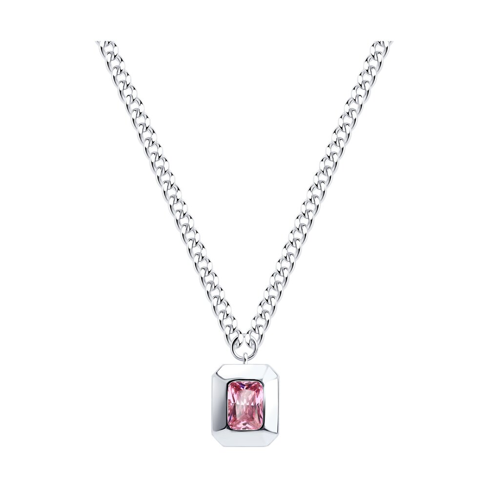 

Колье из серебра 38-42 см SOKOLOV 94071092, фианит, 94071092