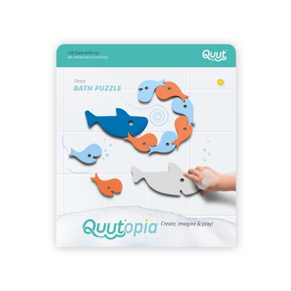 Купить Мягкий 2D пазл для игры в ванне Quutopia. Акулы (Sharks), Мягкий 2D пазл Quut для игры в ванне Quutopia, Акулы (Sharks),