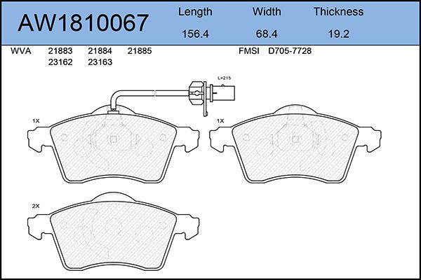 

Тормозные колодки AywiParts дисковые AW1810067