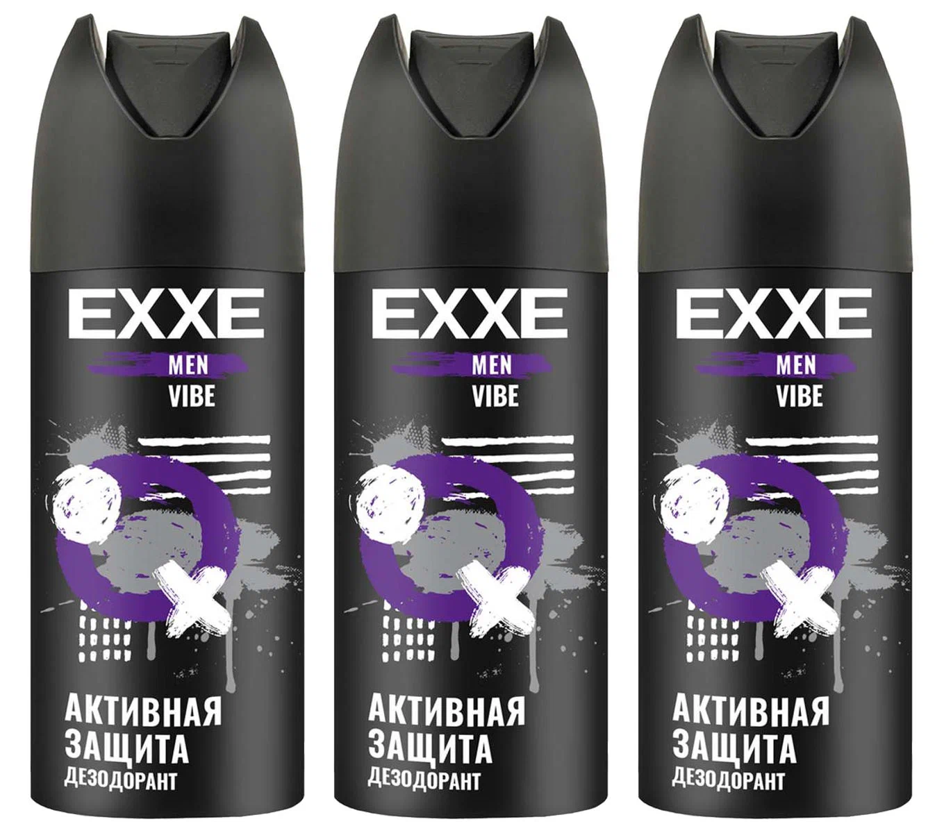 Набор дезодорантов EXXE MEN VIBE мужской Активная защита, 150 мл х 3 шт