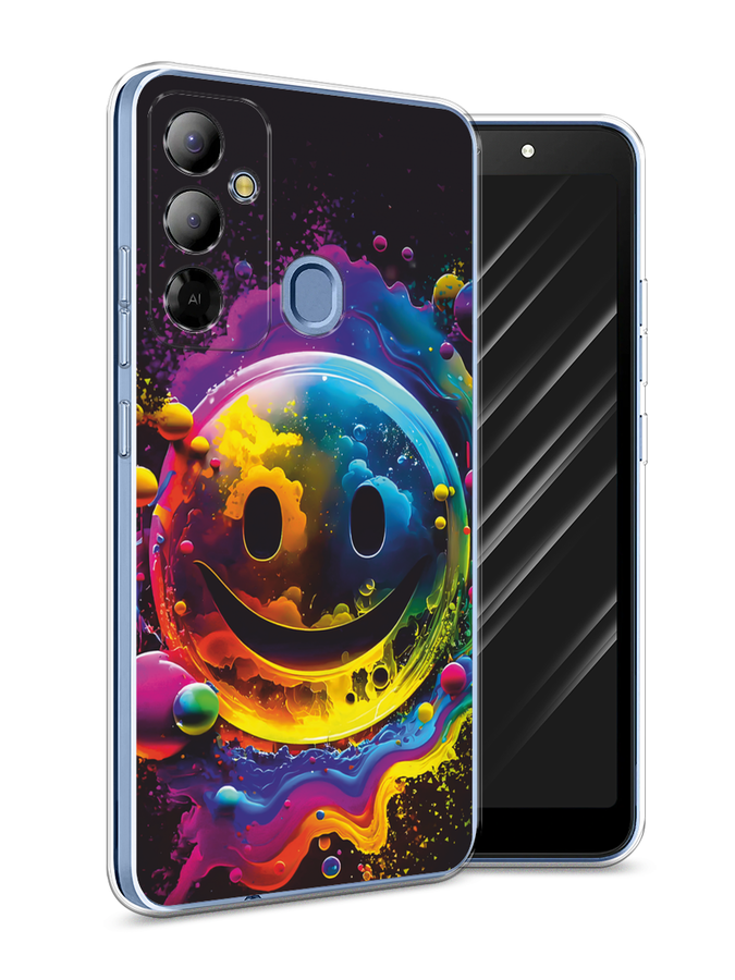 

Чехол Awog на Tecno Pop 6 Go "Кислотный смайл", Фиолетовый;желтый;синий, 302950-1