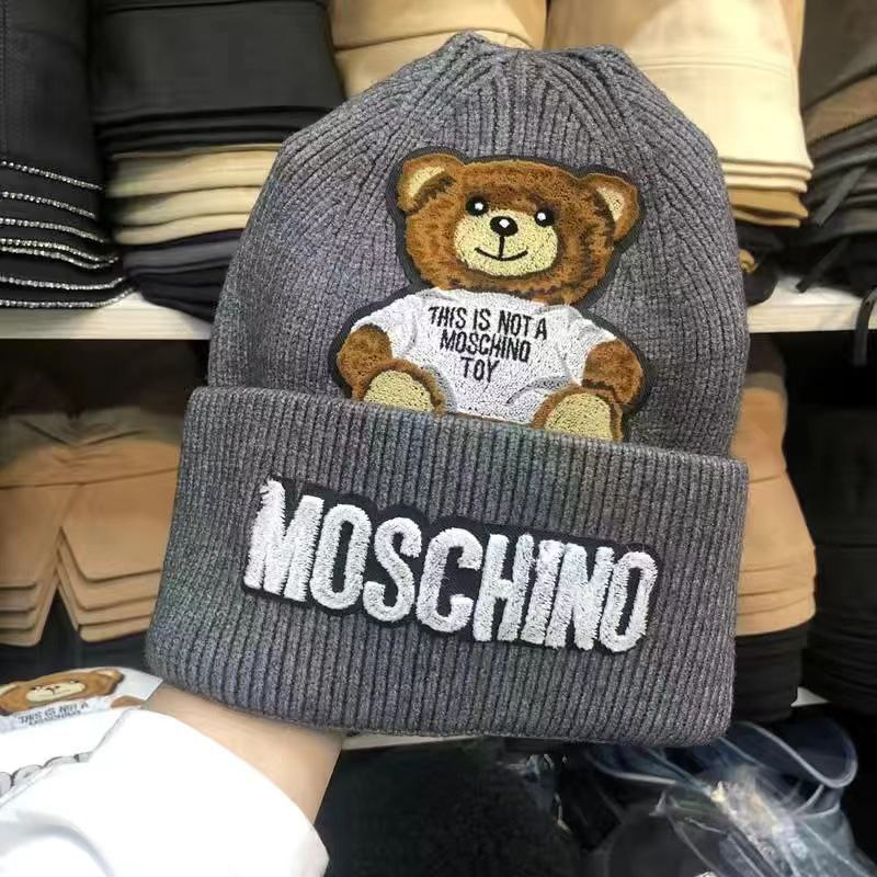 Шапка женская MOSCHINO Mos серая, one size