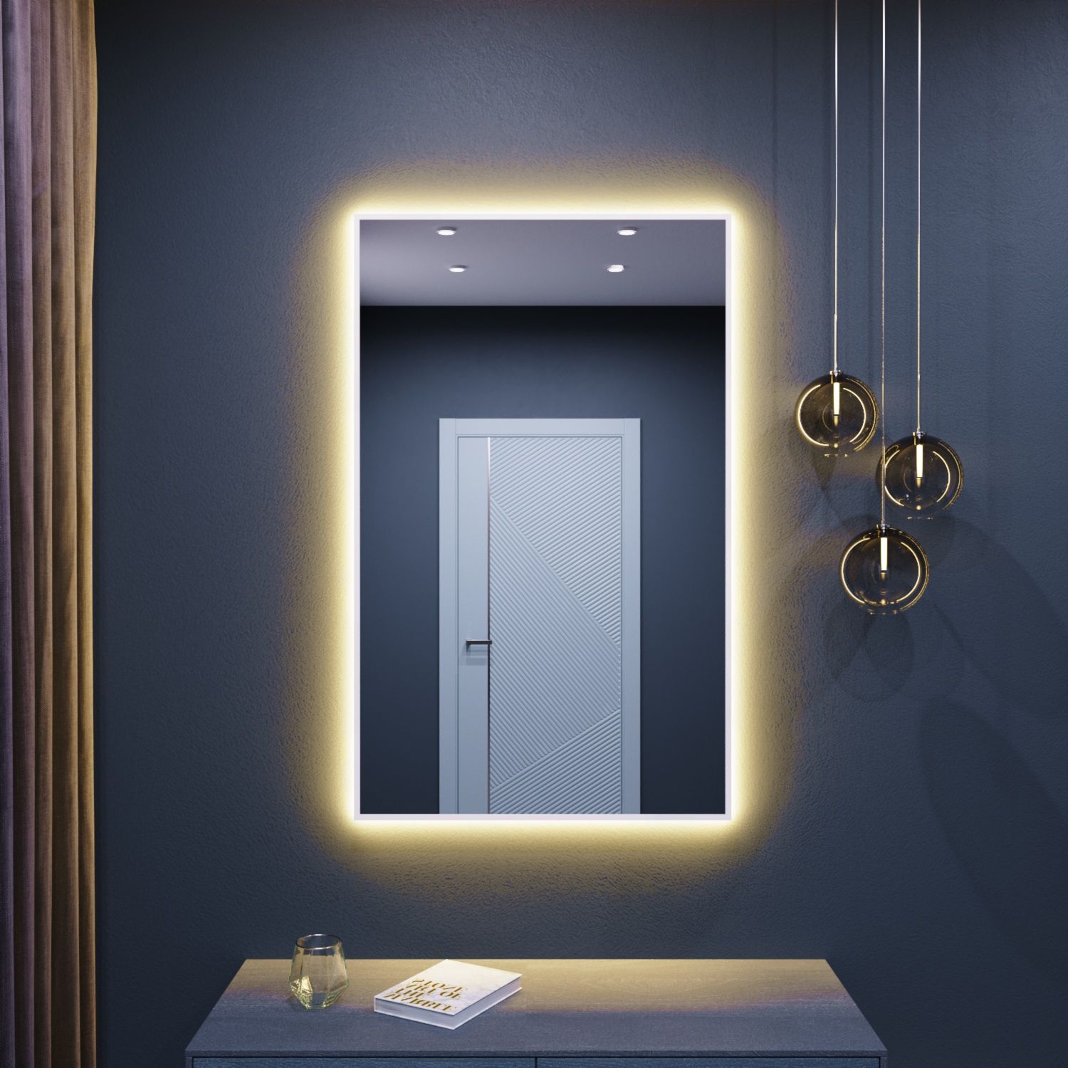 

Зеркало с подсветкой настенное ONE MARKET 110х60 см 3000К Белое, Белый