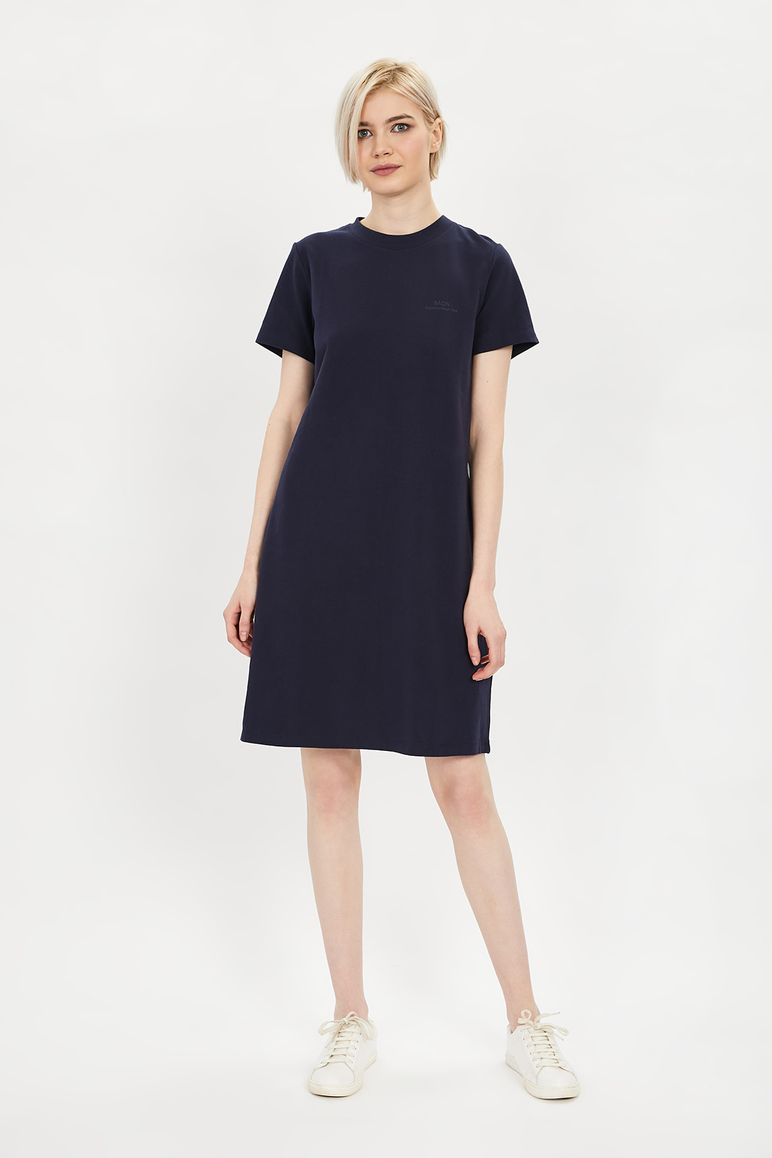 фото Платье-футболка женское baon b451033 синее xs