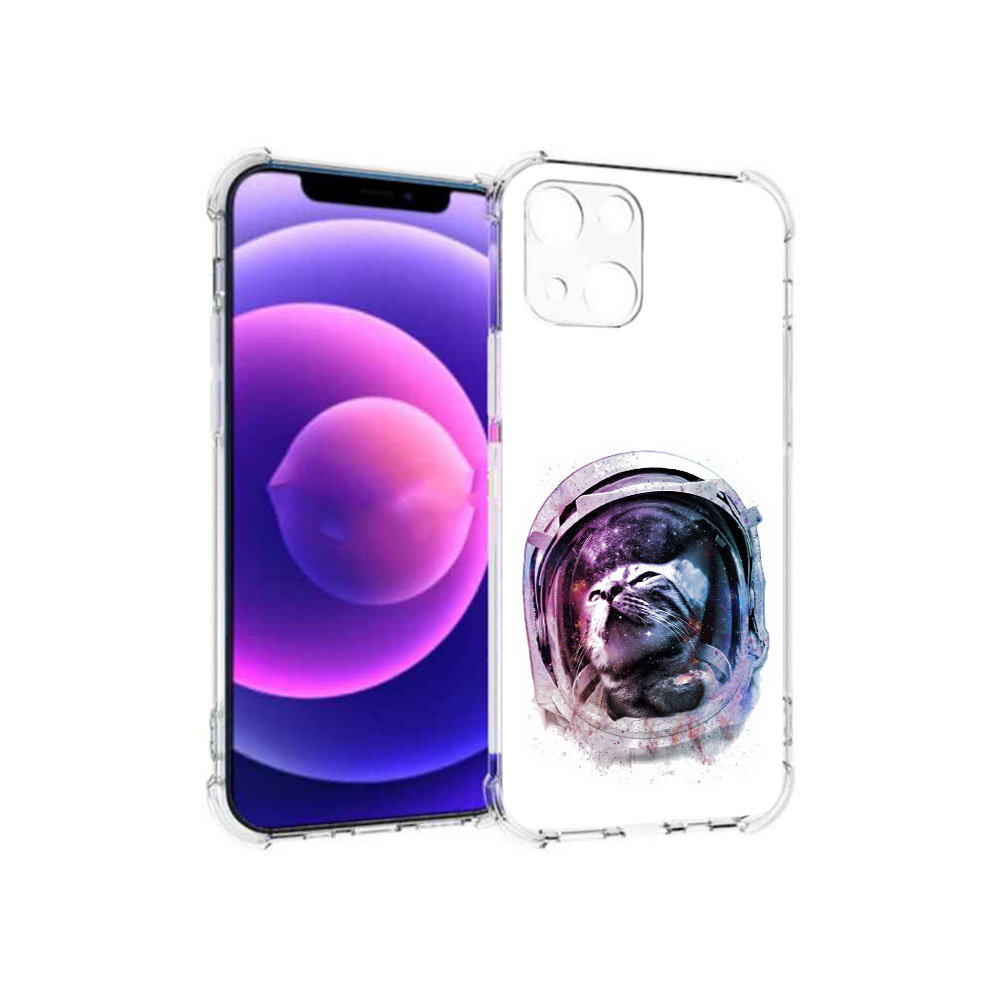 

Чехол MyPads Tocco для Apple iPhone 13 mini кот в шлеме (PT162959.608.396), Прозрачный, Tocco