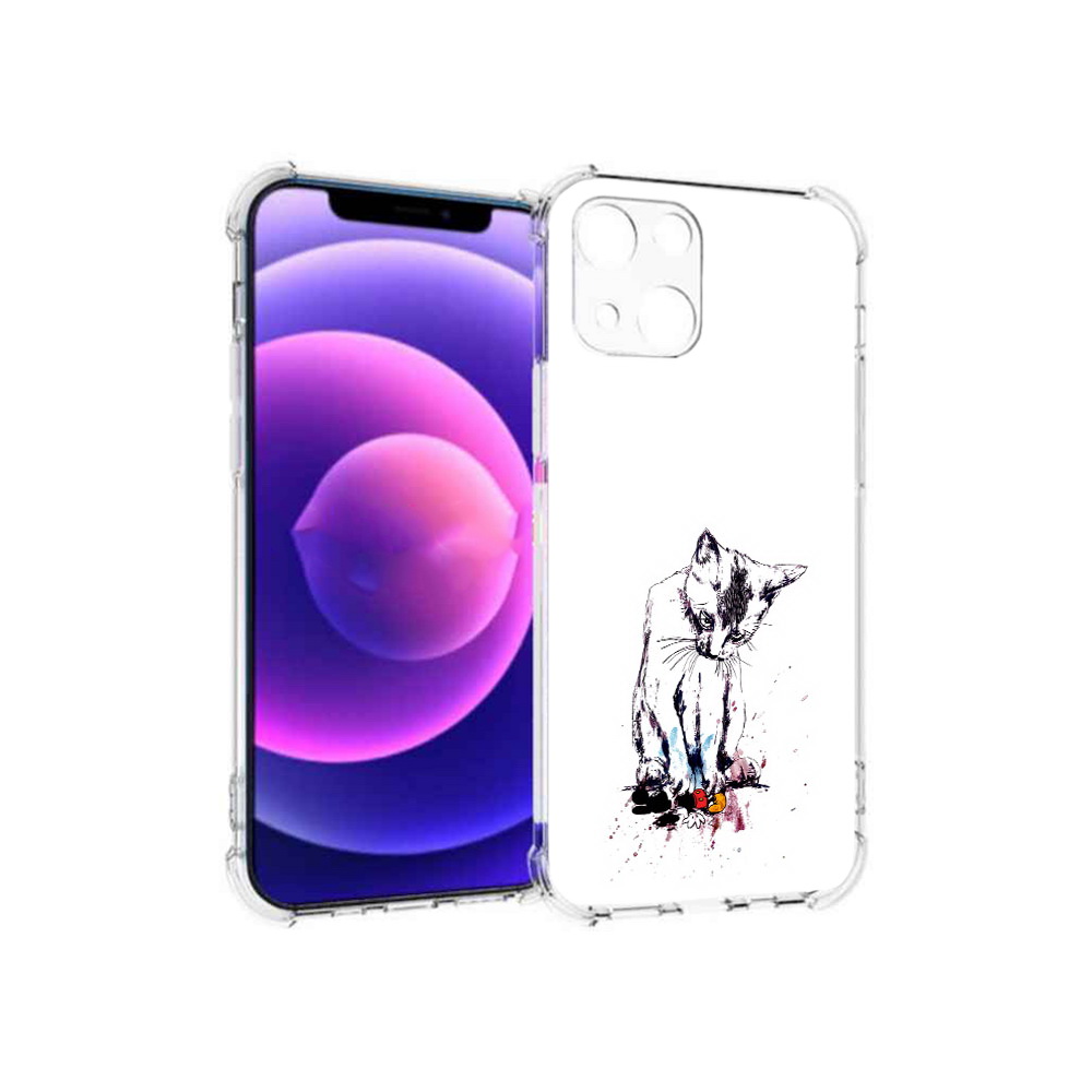 

Чехол MyPads Tocco для Apple iPhone 13 mini кот и микки (PT162959.608.399), Прозрачный, Tocco
