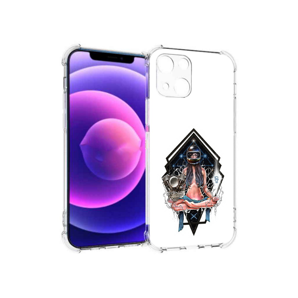 

Чехол MyPads Tocco для Apple iPhone 13 mini красивая девушка в шлеме (PT162959.608.406), Прозрачный, Tocco