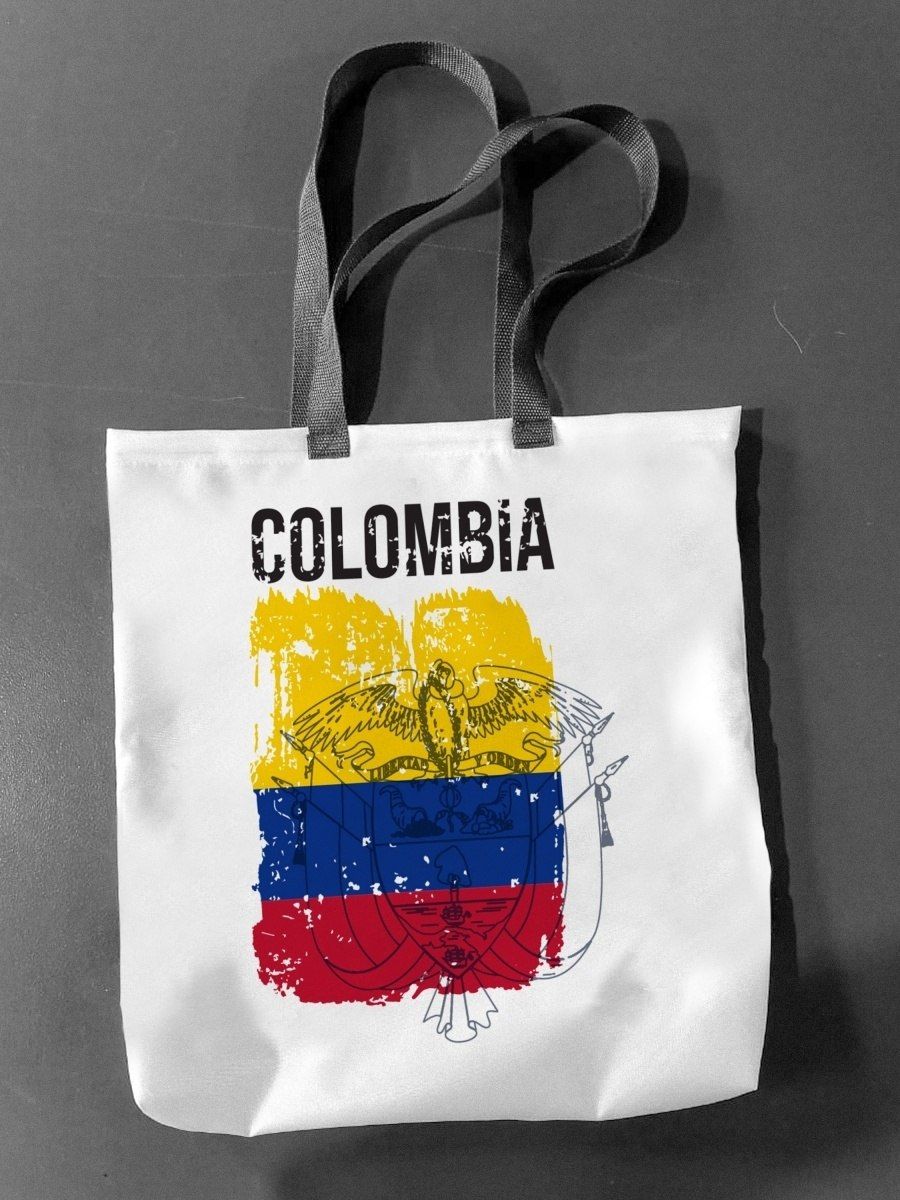 Сумка шоппер женская NoBrand Флаг Колумбии, белый