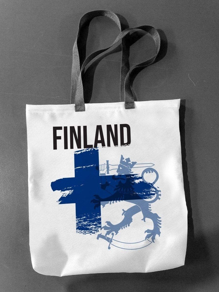 Сумка шоппер женская NoBrand Флаг Финляндии, белый