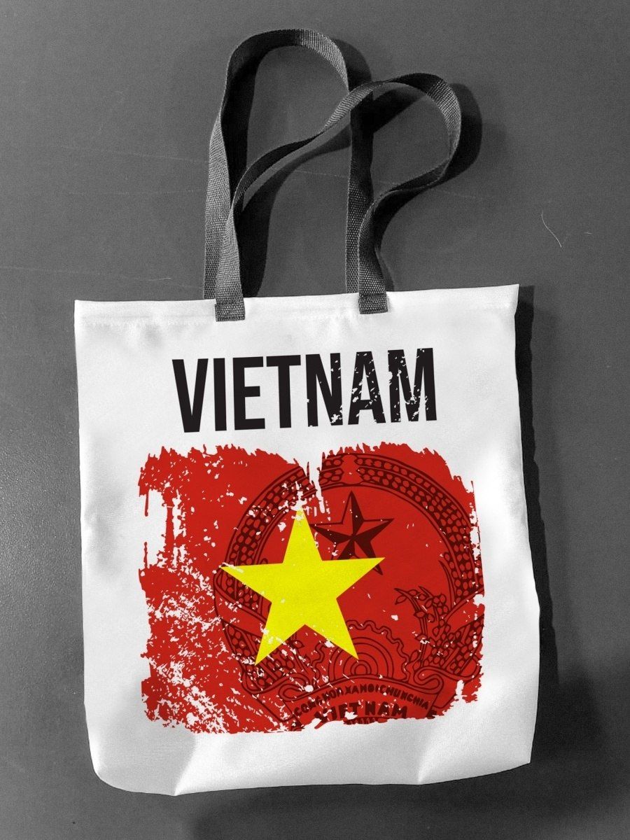 Сумка шоппер женская NoBrand Флаг Вьетнама, белый