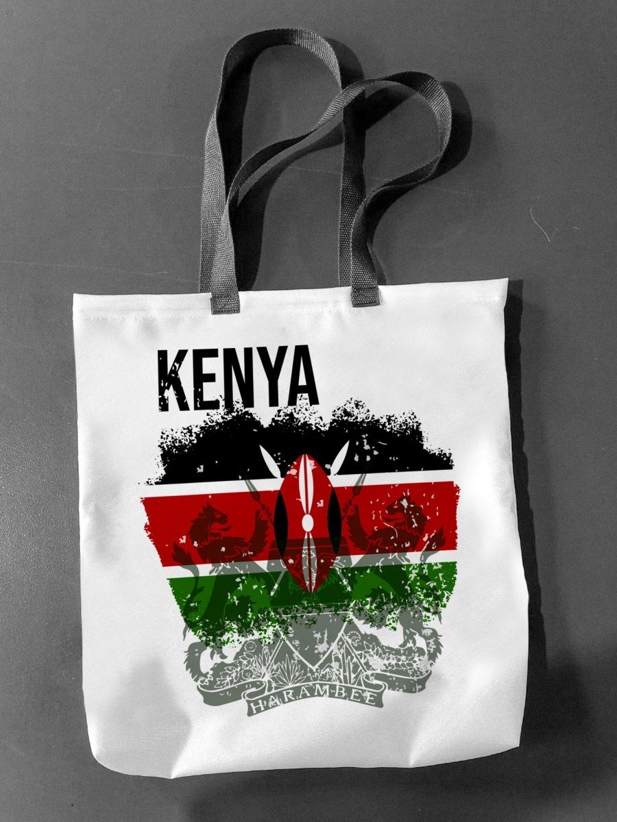 Сумка шоппер женская NoBrand Флаг Кении, белый